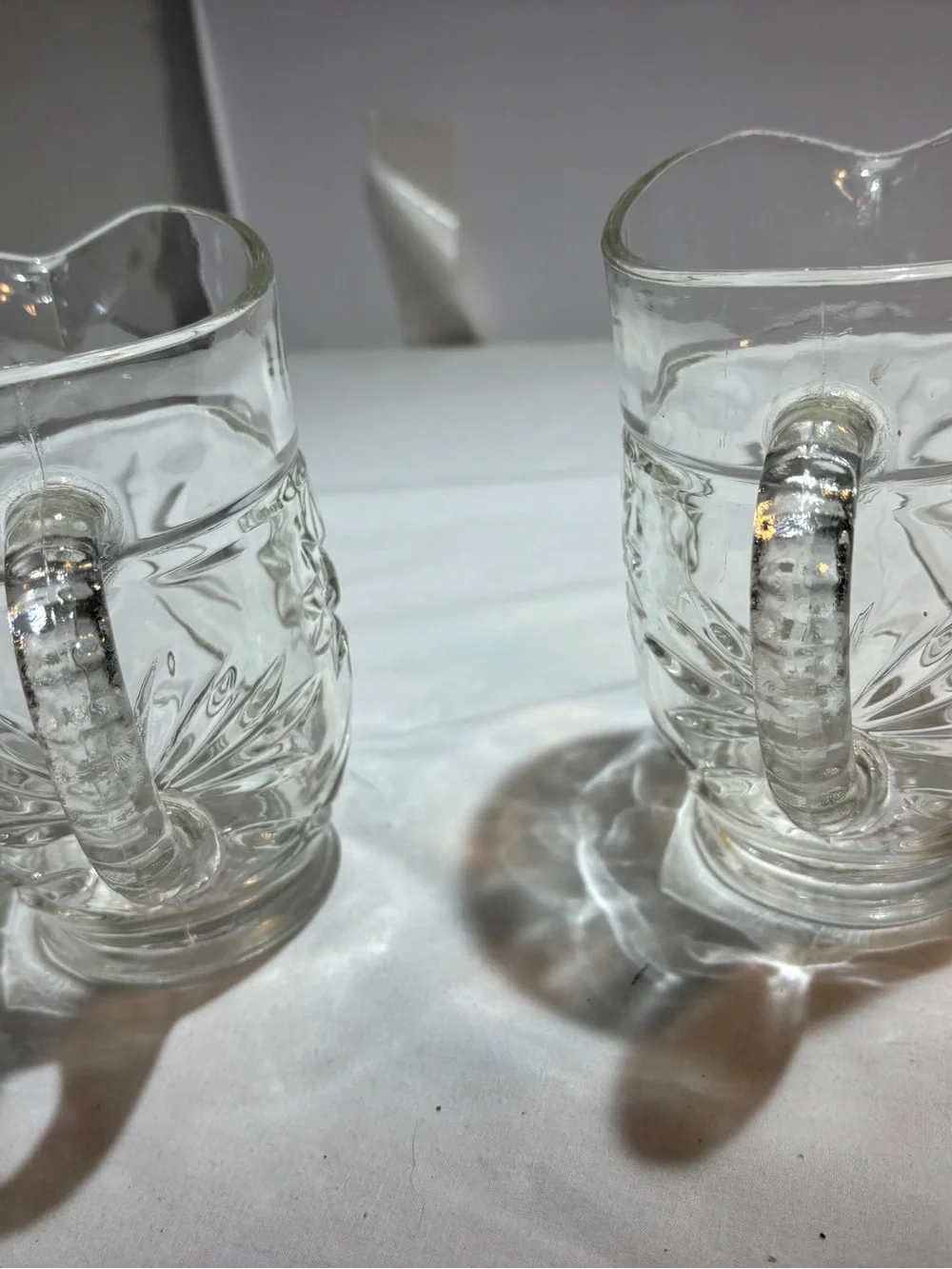 Clear Patterned Glass small pitchers  - Set of 2